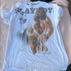Marc Ecko x PLAYBOY White Tee with Bold Brown Graphic